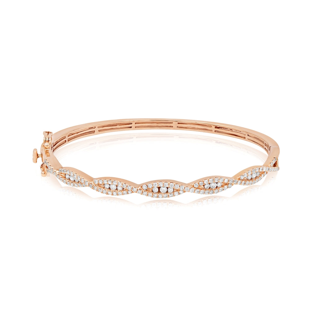 1.02 ct. Diamond 14K Rose Gold Bangle Bracelet