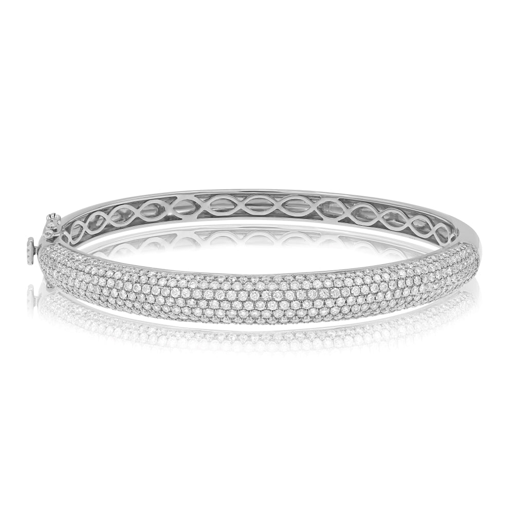 4.3 ct. Diamond 14K White Gold Gold Micro Pave Bar Half Eternity Bagle Bracelet