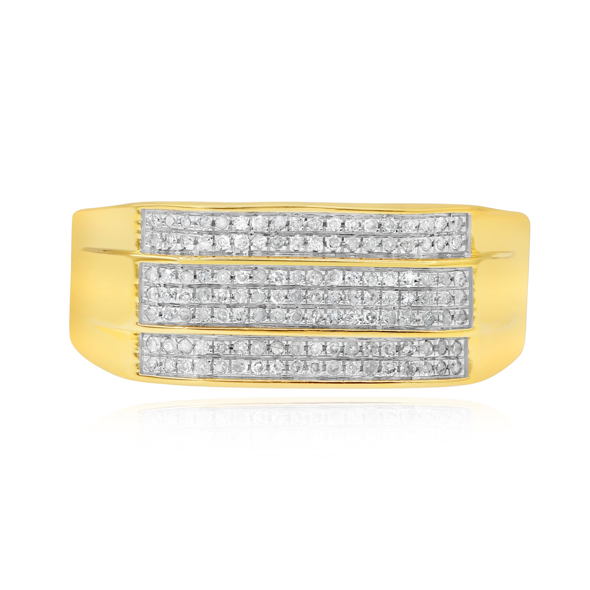 0.42 ct. Diamond 10K Yellow Gold Men's Iced out Hip Hop Ring