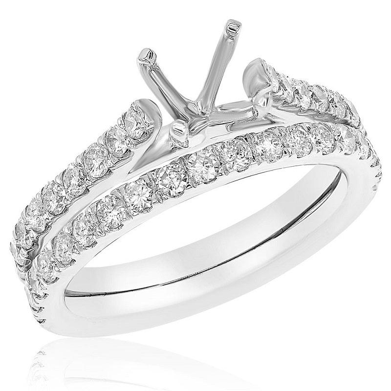 1.12 ct. Diamond 14K White Gold Ring Mounting With Matching Band