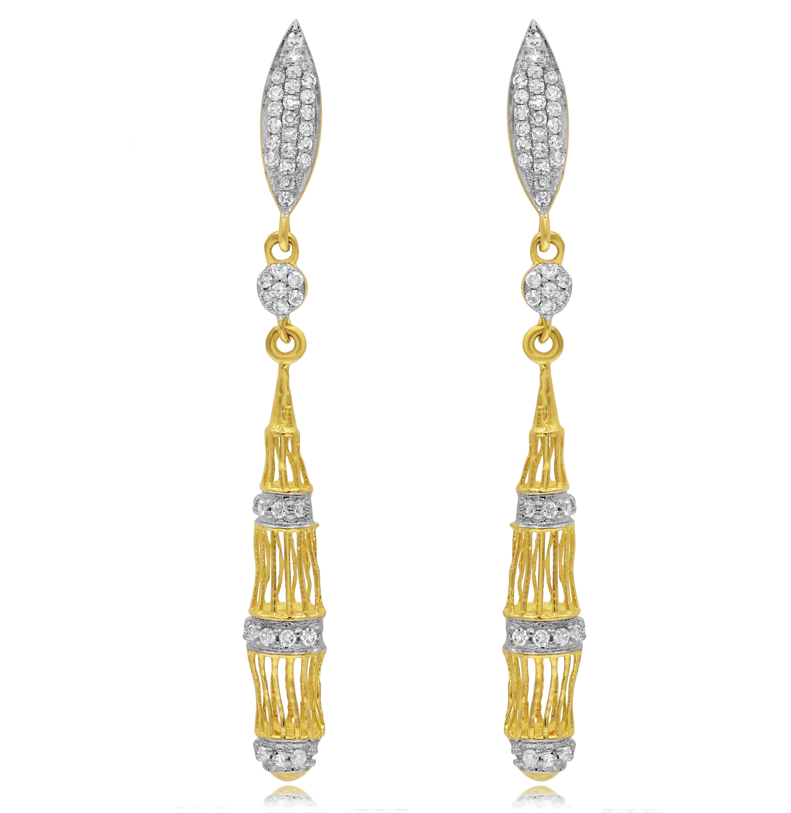 0.27 ct. Diamond 14KTwo Tone Gold Drop Earrings