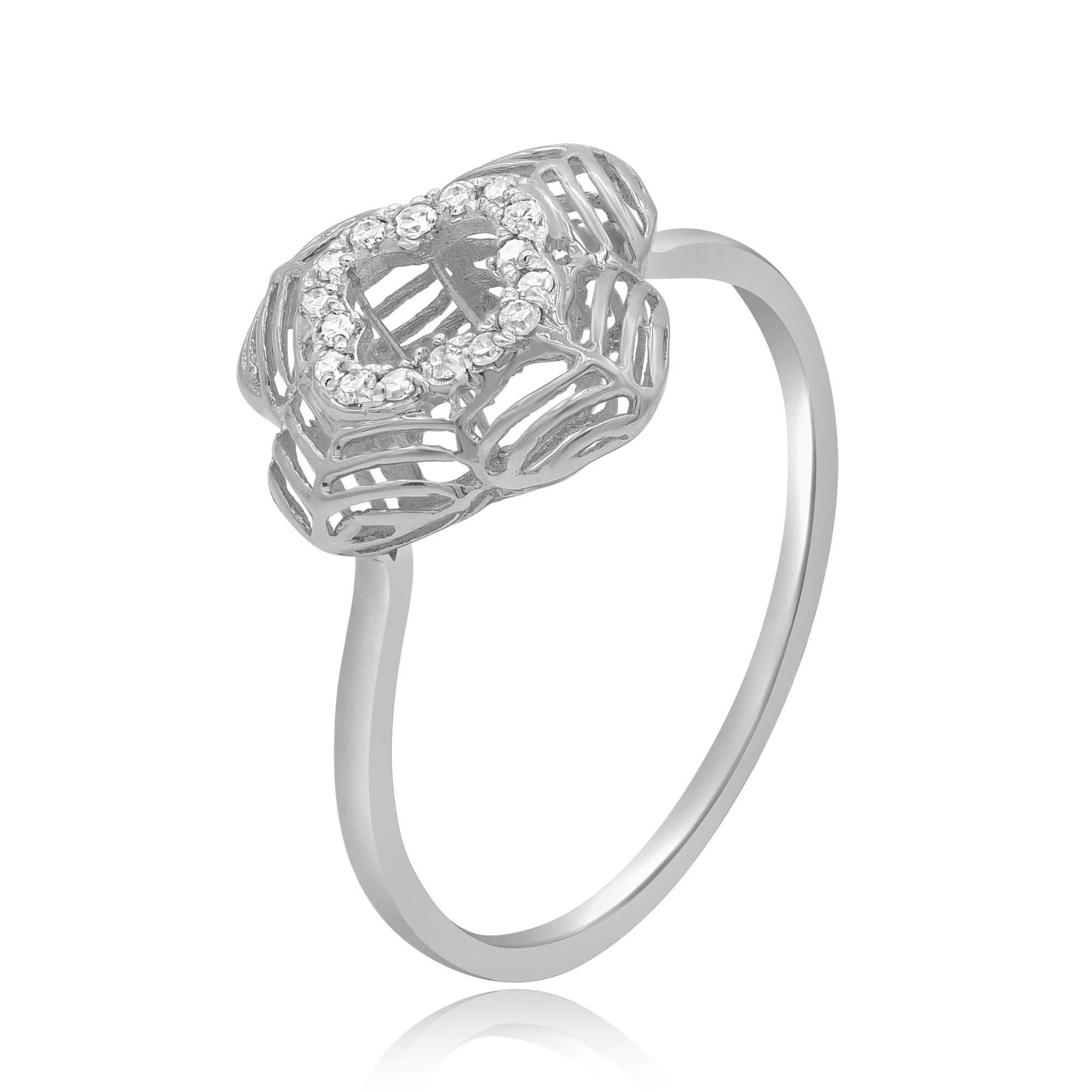 0.07 ct. Diamond Star Puff 14K White Gold Ring