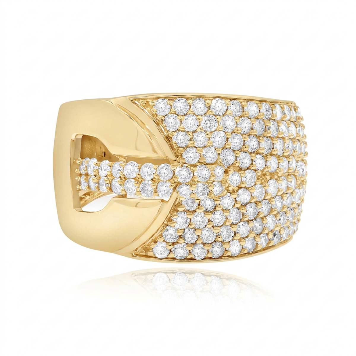 1.70 ct. Diamond 14K Yellow Gold Belt Buckle Ring