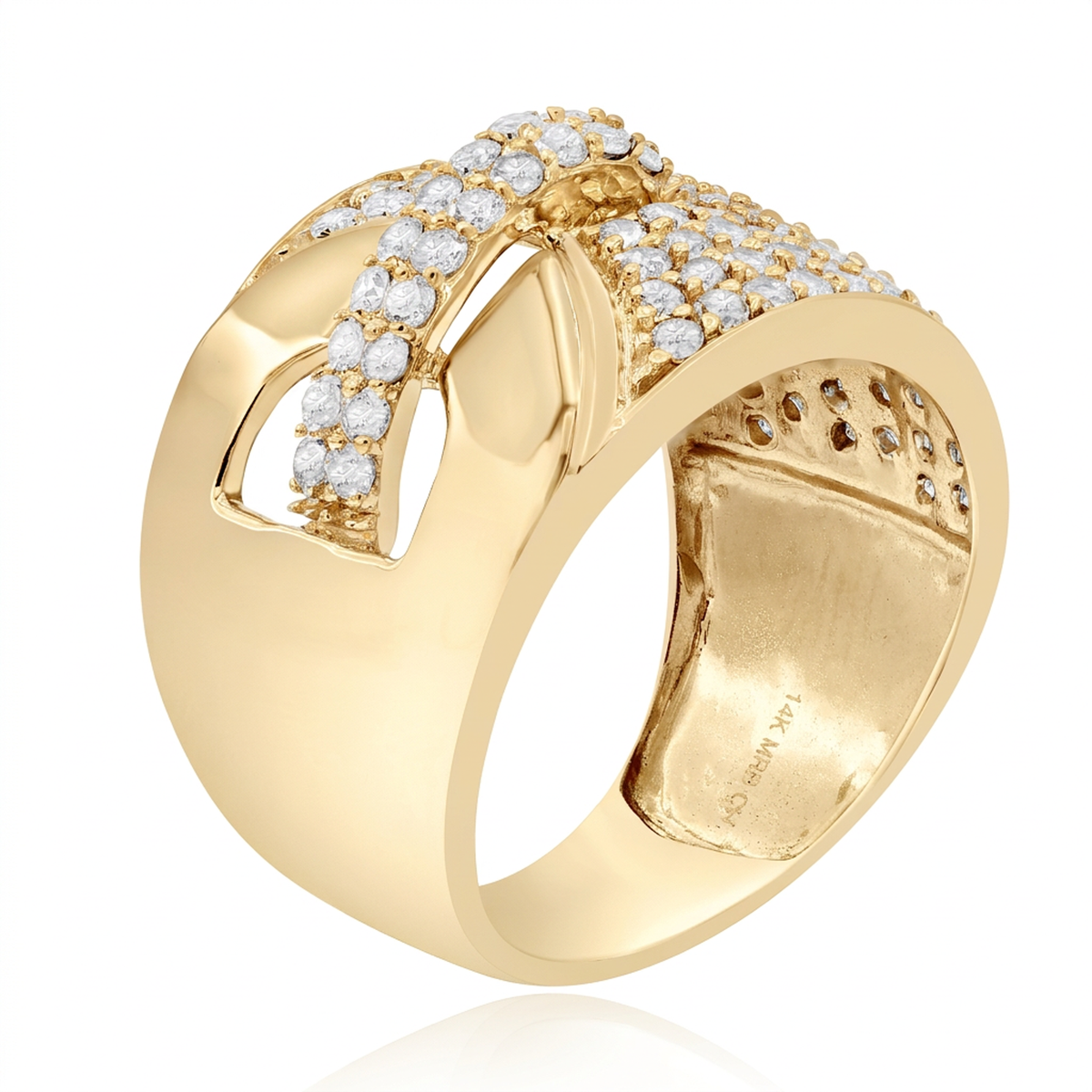 1.70 ct. Diamond 14K Yellow Gold Belt Buckle Ring