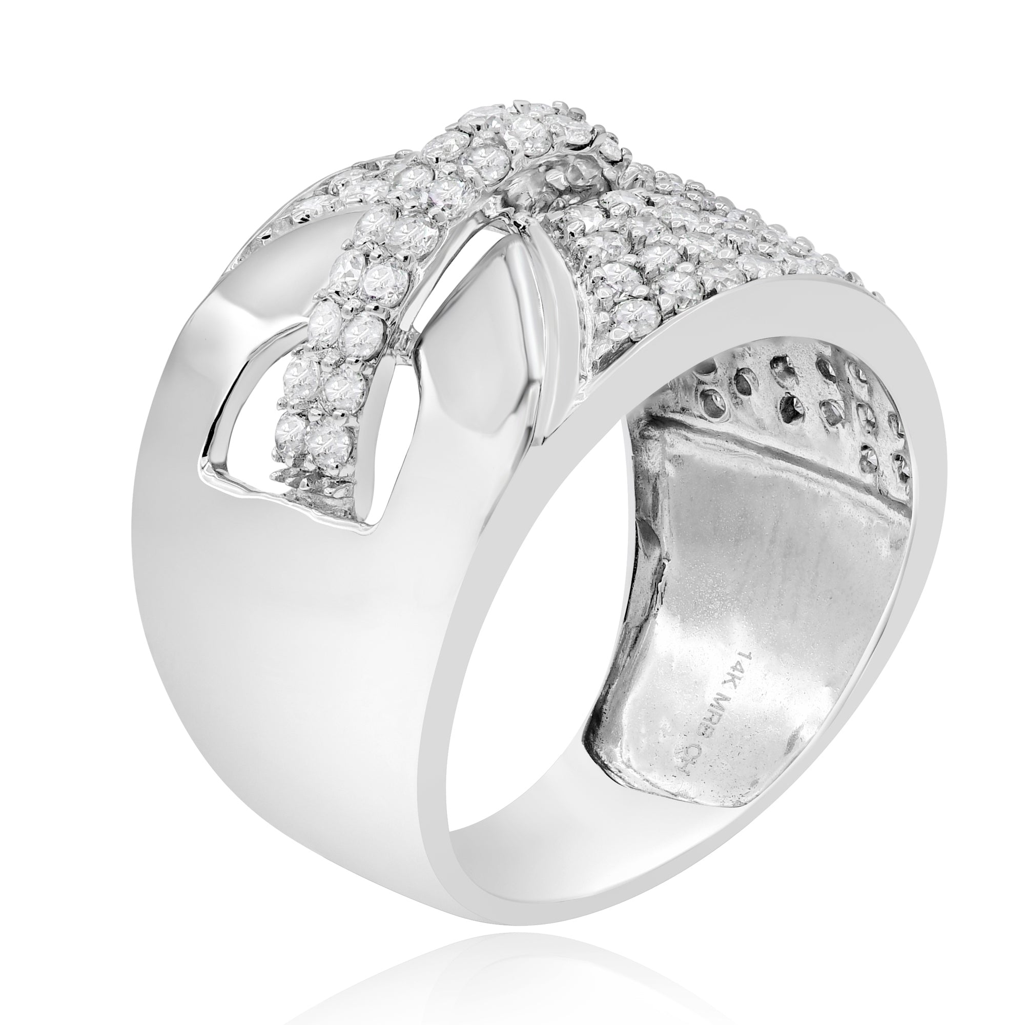 1.67 ct. Diamond 18K White Gold Belt Buckle Ring