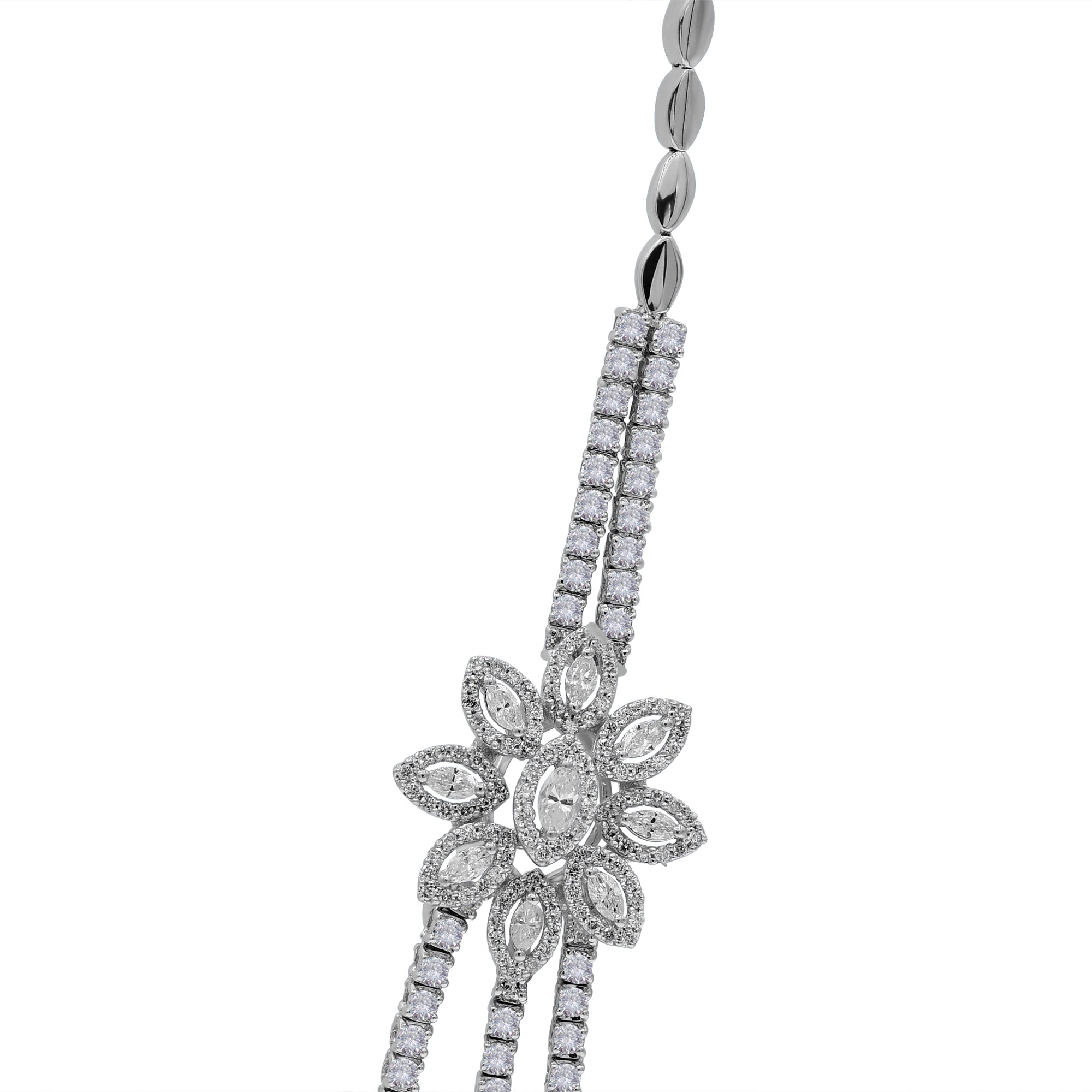 10.71 ct. Diamond 18K Diamond 18K White Gold Multi Strand Flower By The Yard Necklace