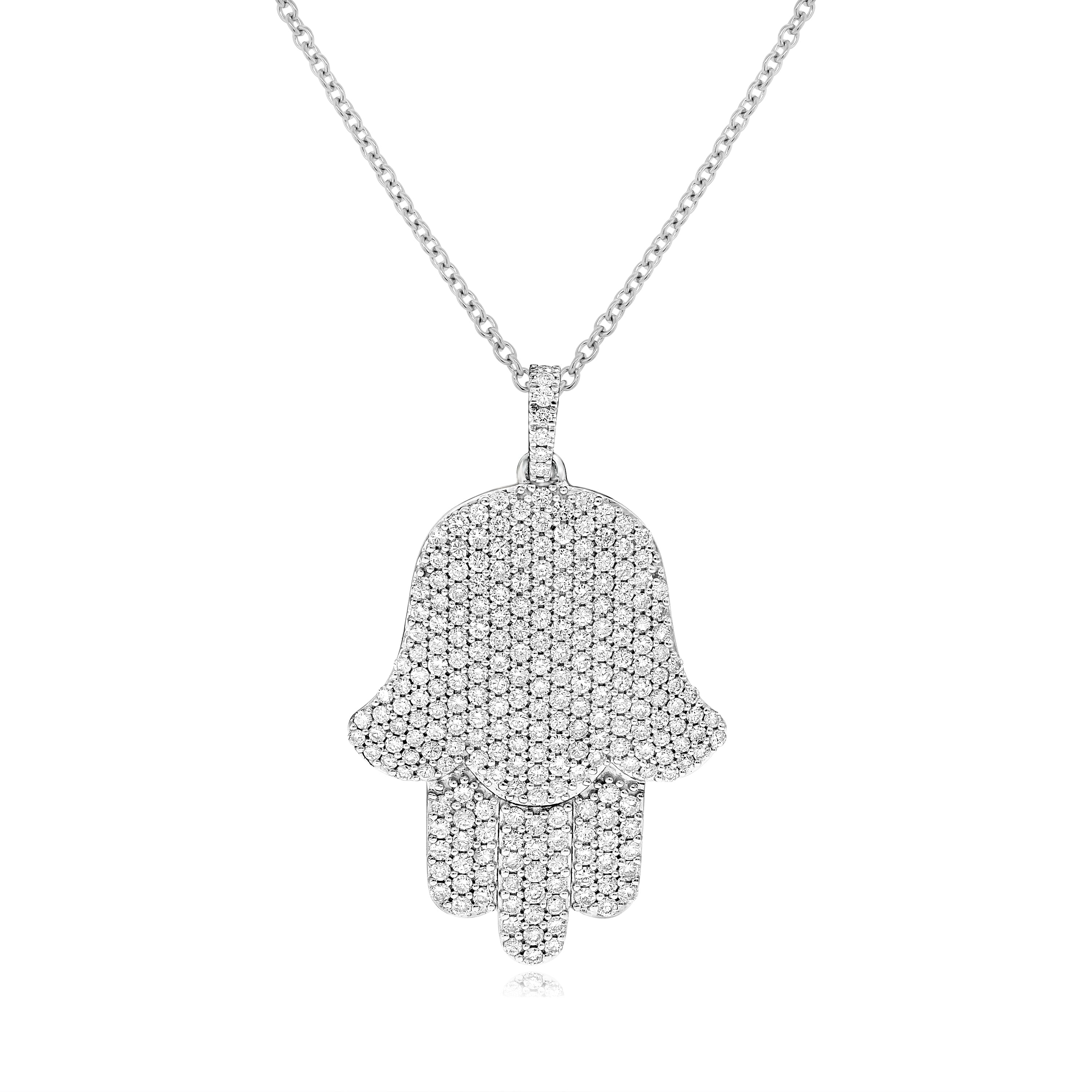 2.21 ct. Diamond 18K White Gold Hamsa Pendant