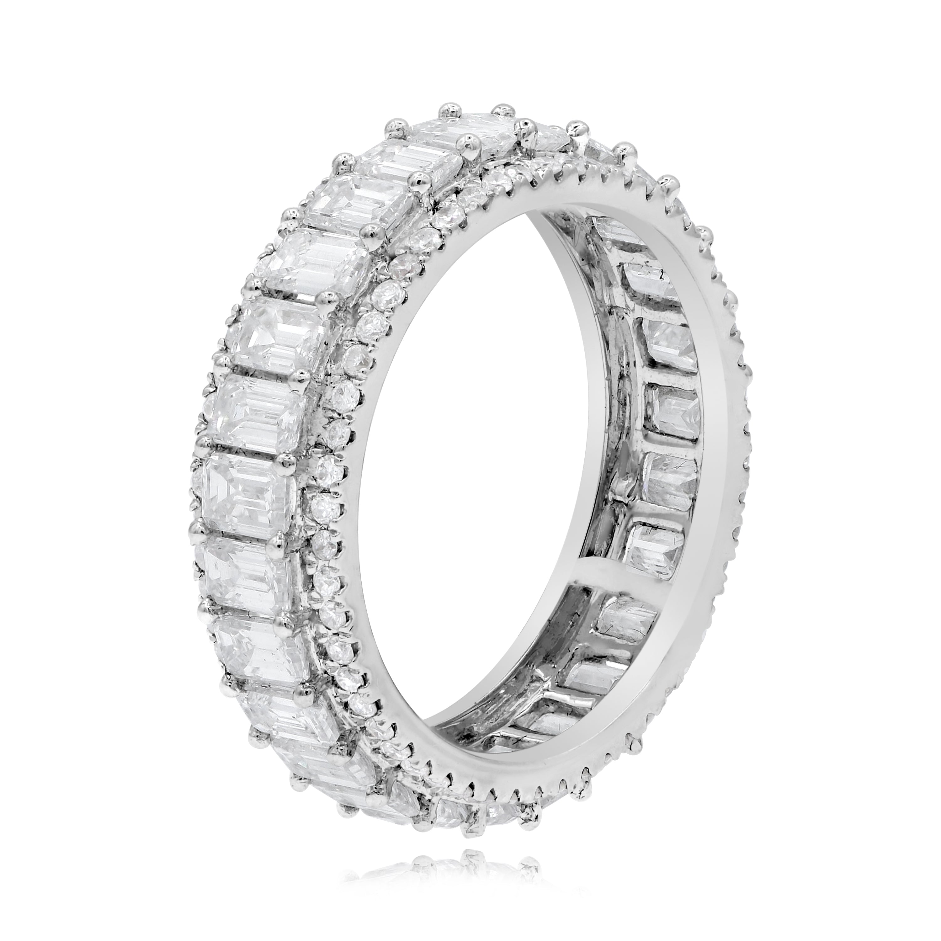 3.75 ct. Diamond 18K White Gold Milgrain Eternity Band