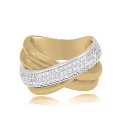 0.61 ct. Diamond 18K Yellow & White Gold Crisscross Ring