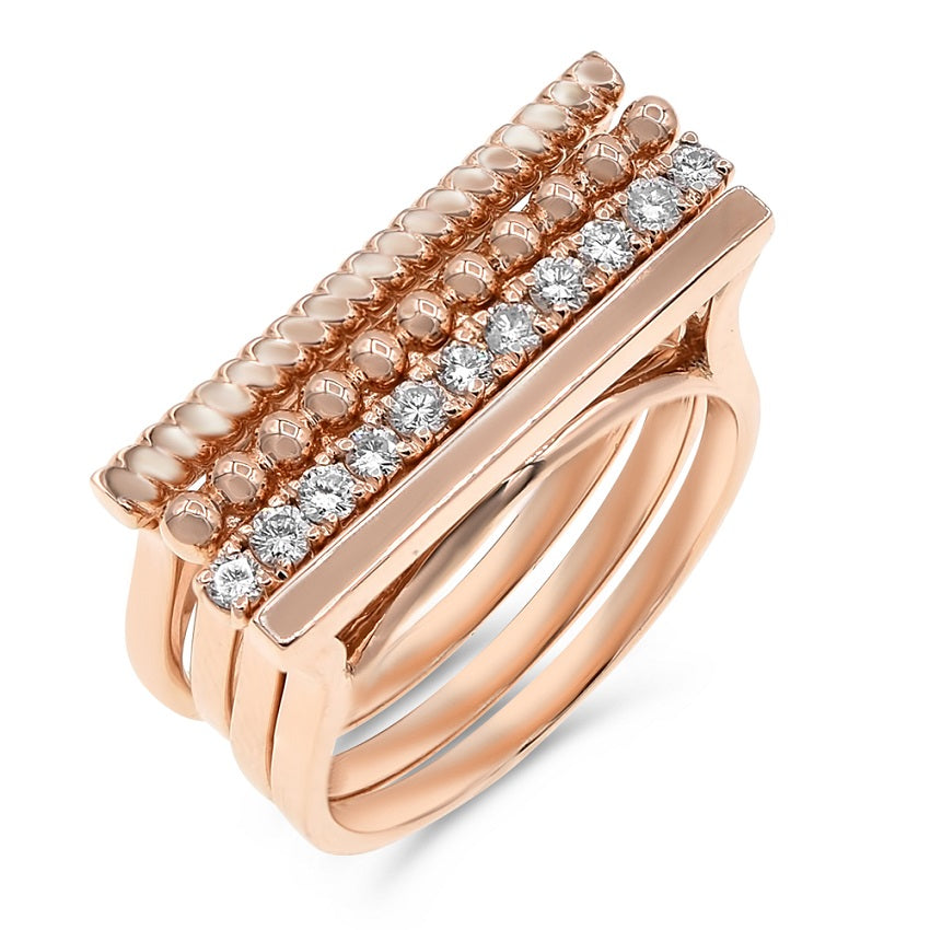 0.3 ct. Diamond 18K Rose Gold Stacking Rings