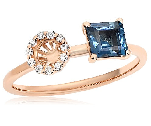 0.5 ct. Topaz 18K Rose Gold Semi Mount Diamond Ring