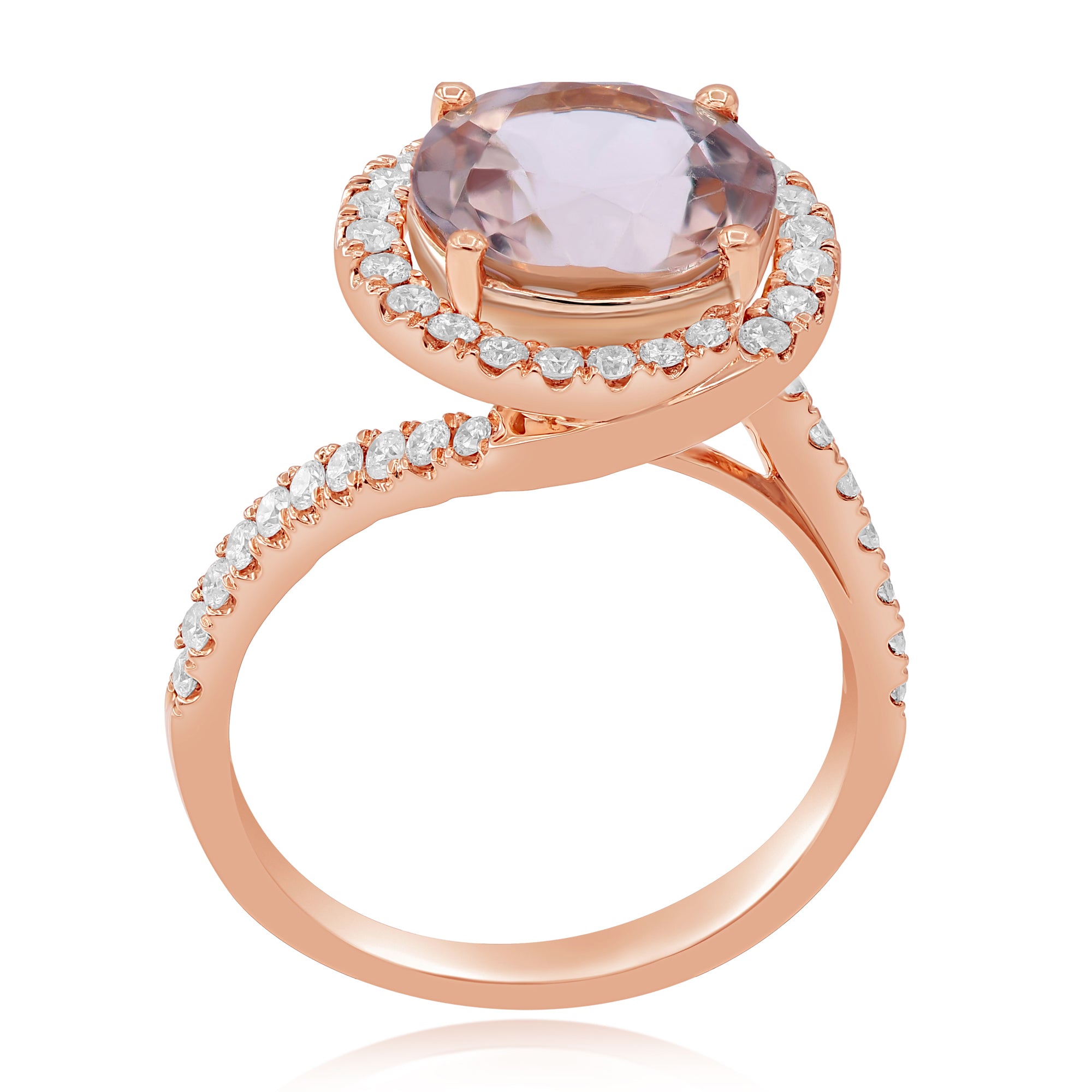4.31 ct. Morganite & Diamond 18K Rose Gold Halo Flower Ring