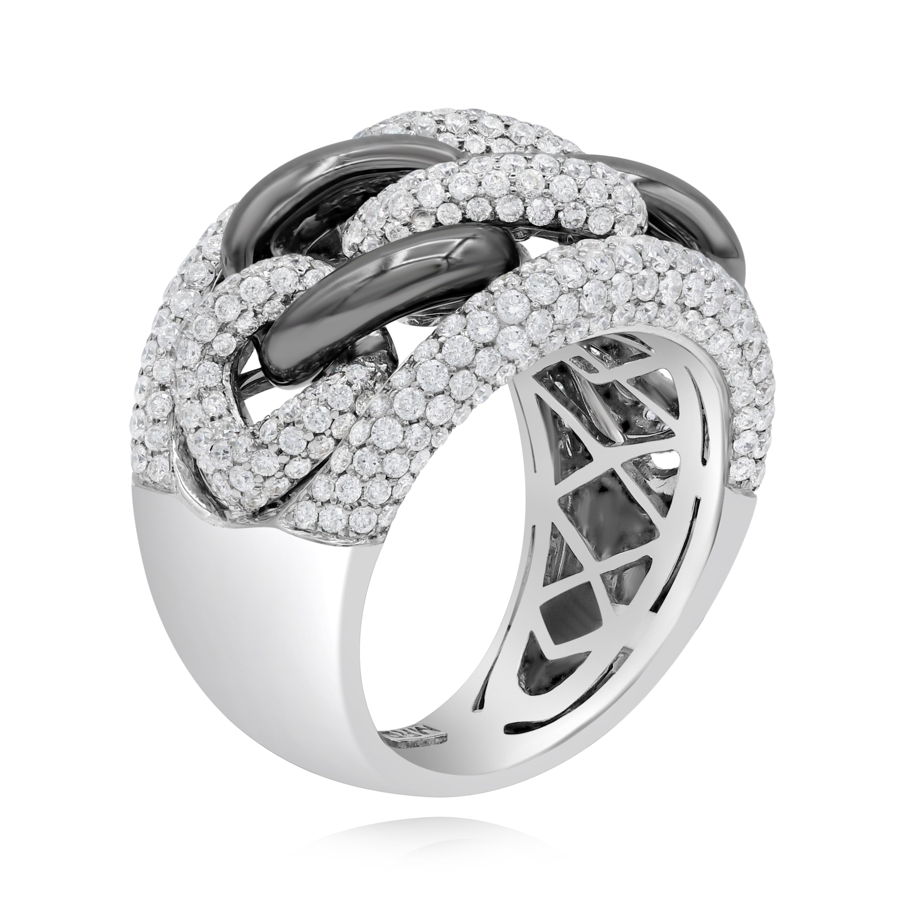 2.75 ct. Diamond Two Tone 18K Gold Pave Essential Link Ring