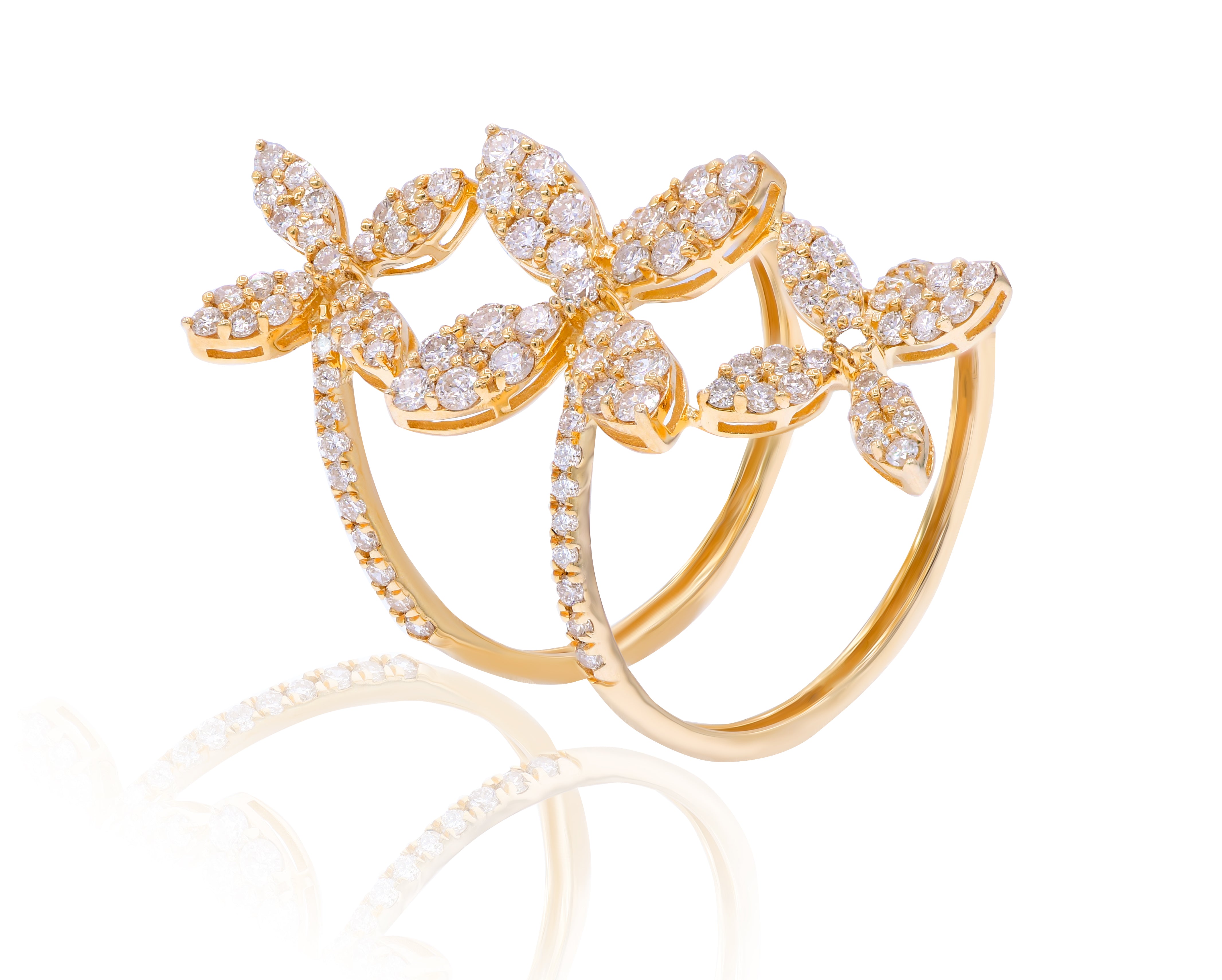 1.28 ct. Diamond Double Wrap Butterfly 14K Rose Gold Ring