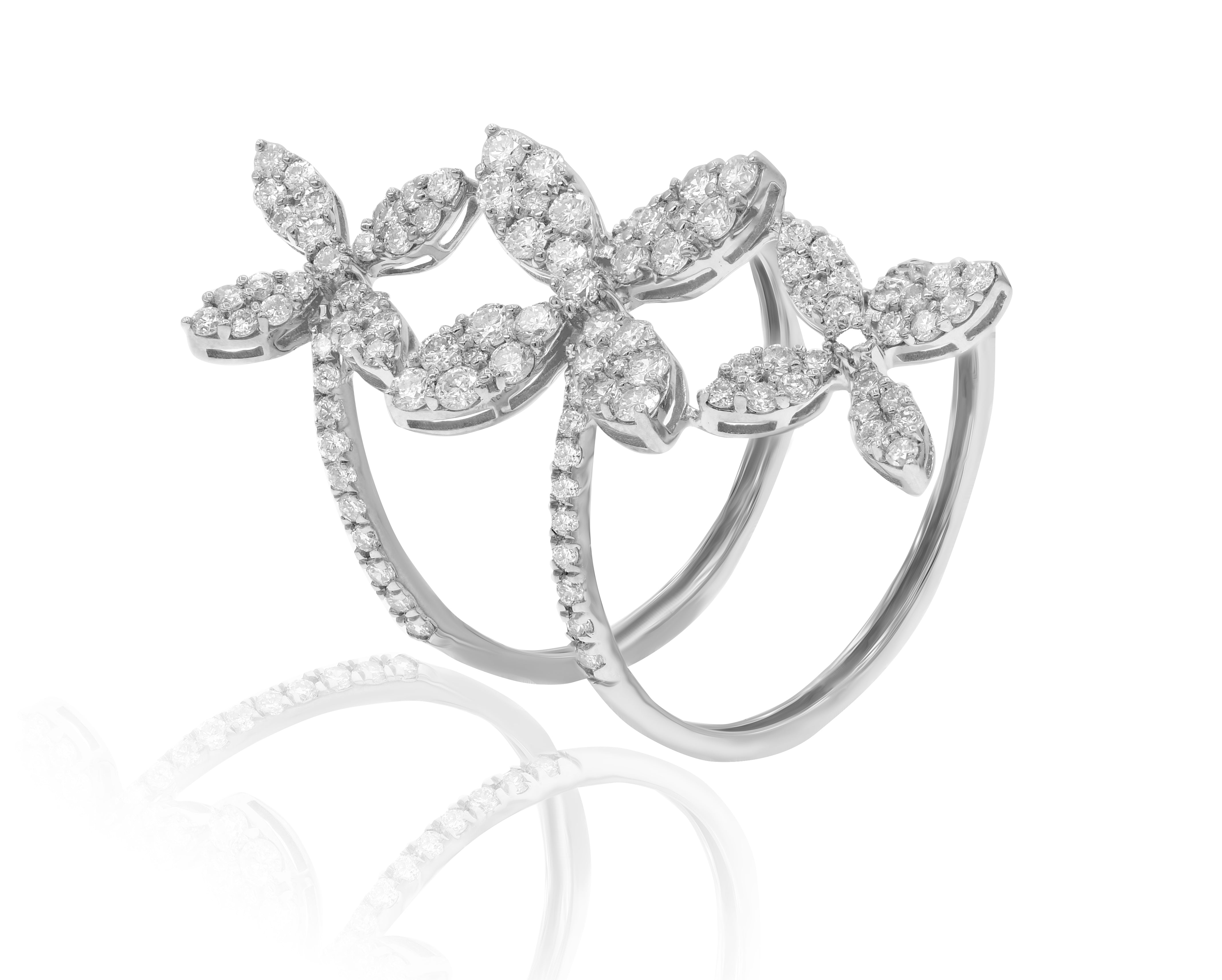 1.28 ct. Diamond Double Wrap Butterfly 14K White Gold Ring