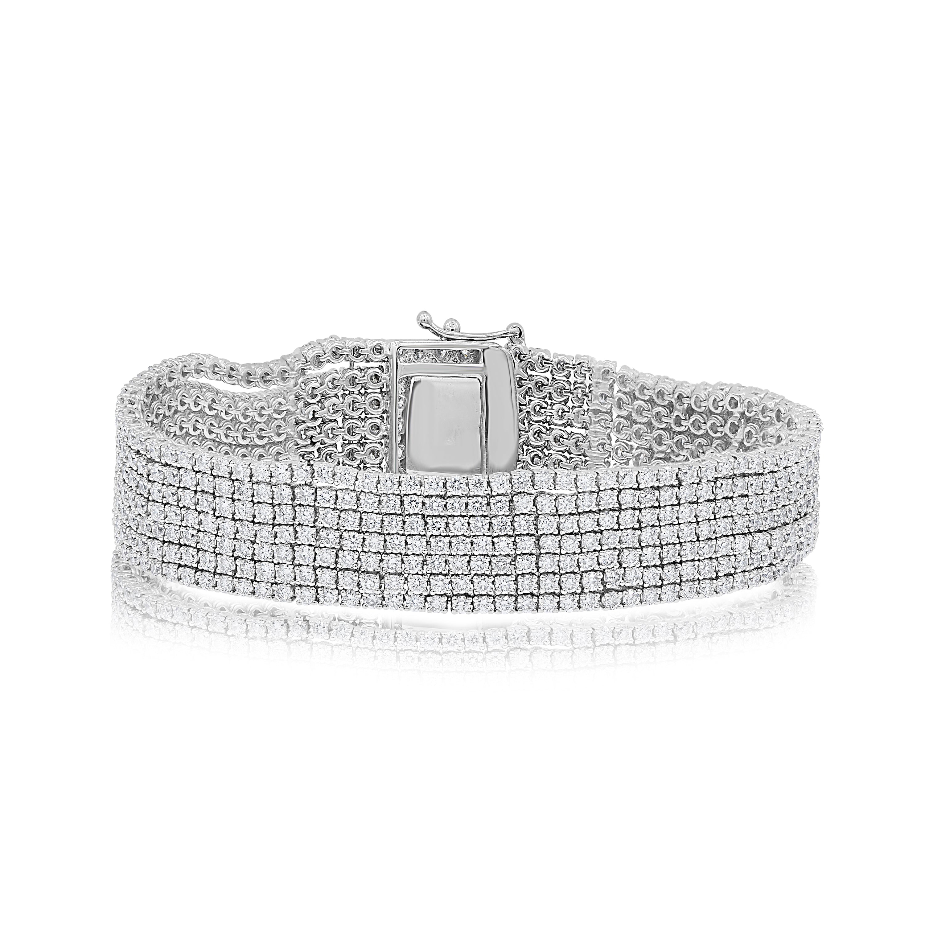 15.65 ct. Diamond 18K White Gold 7 Row Tennis Bracelet