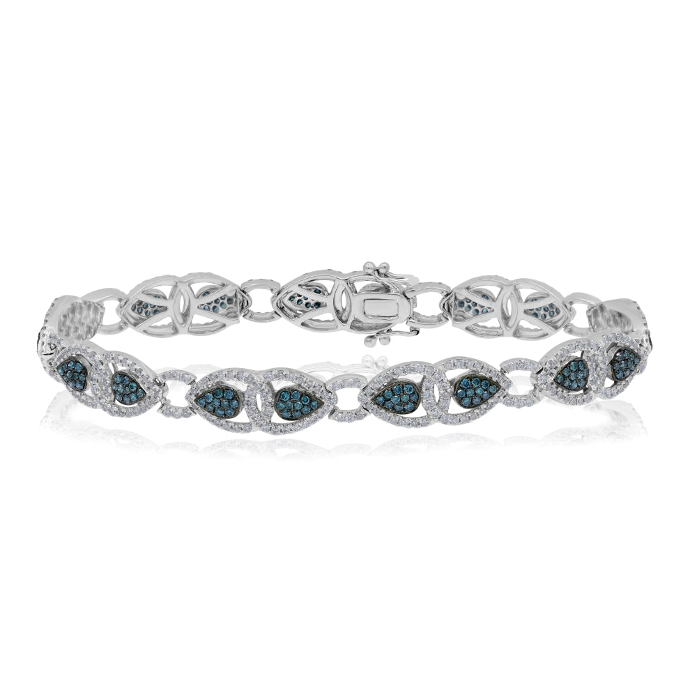 3.45 ct. Blue & White Diamond 14K White Gold Bracelet