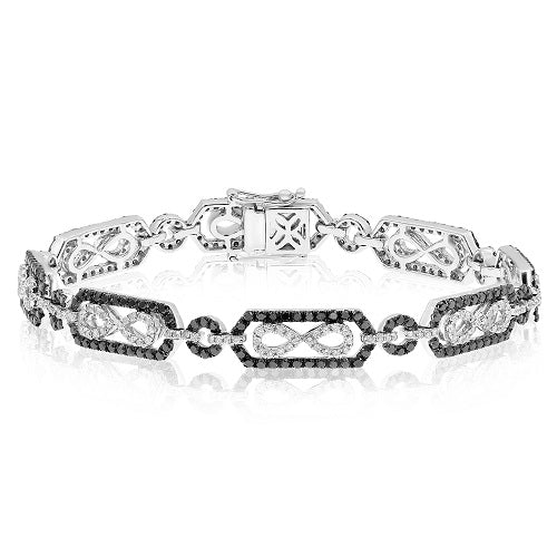 3.06 ct. Black & White Diamond 14K White Gold Bracelet