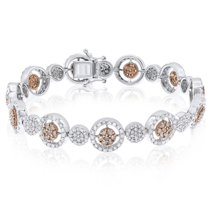 5.4 ct. Brown and White Diamond 14K Two Tone Gold Bracelet