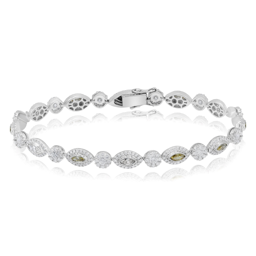 4.67 ct. White & Yellow Diamond 18K White Gold Chain Bracelet