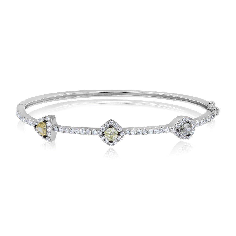 2.38 ct. Yellow & White Diamond 18K White Gold Bracelet