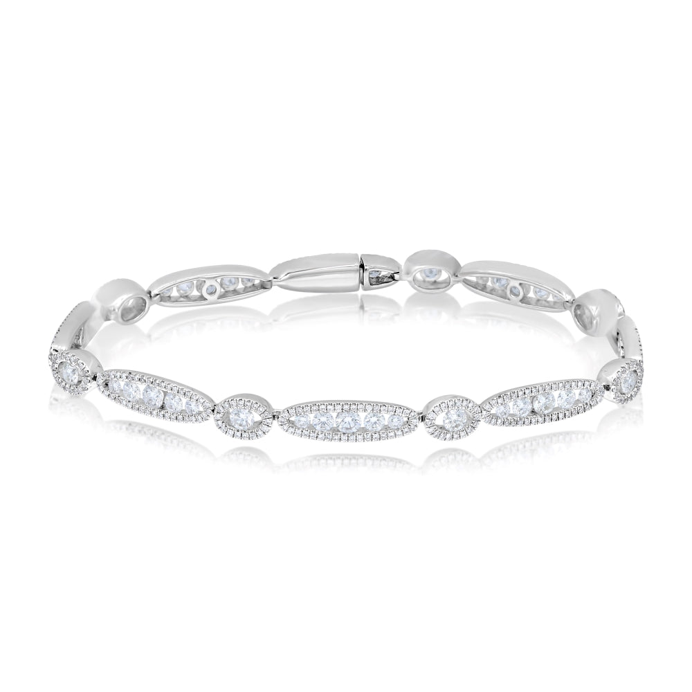 3.08 ct. Diamond 18K White Gold Multi-Shaped Cluster Bracelet