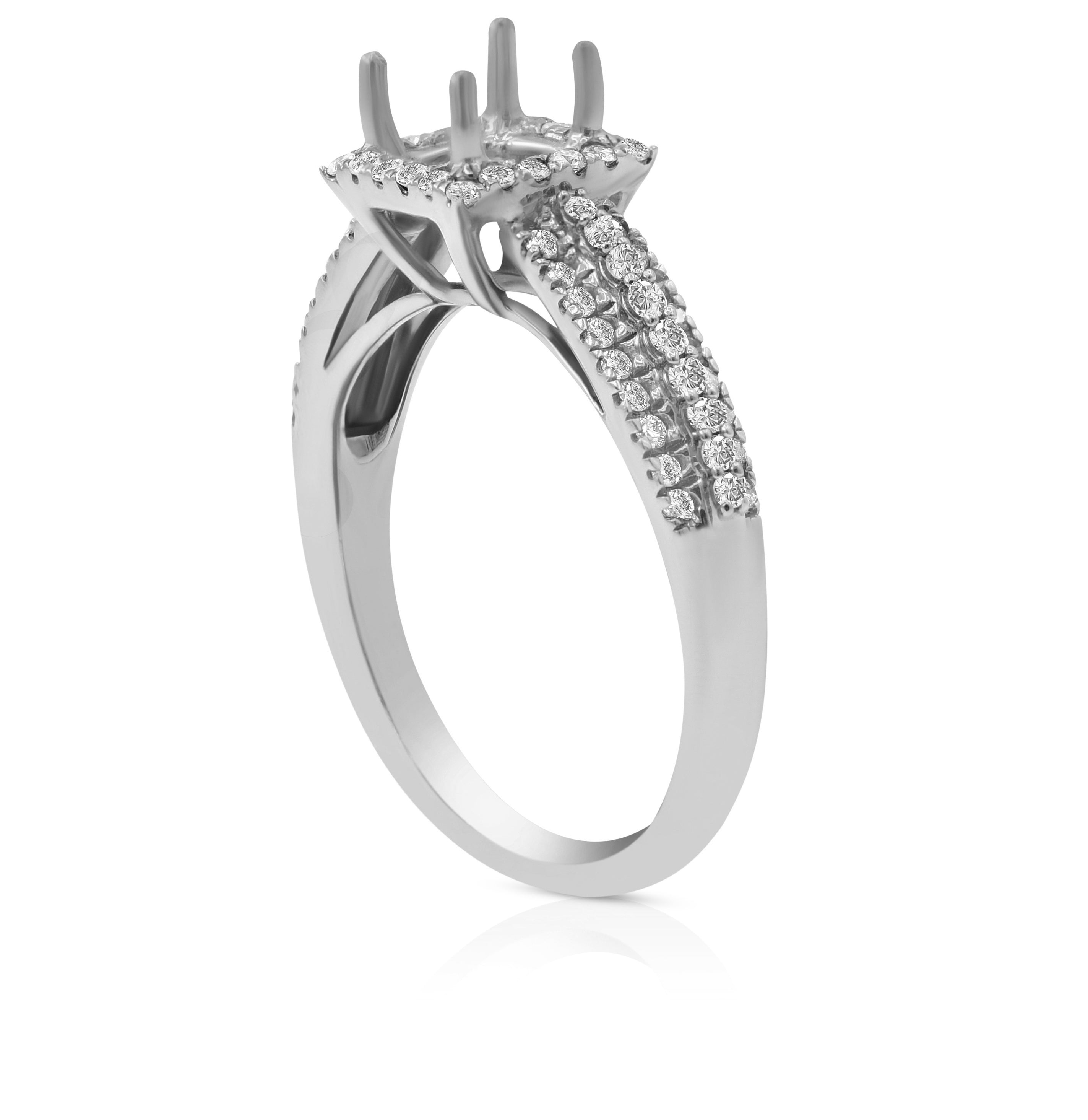 0.46 ct. Diamond Ring Setting Prong Set With A Halo