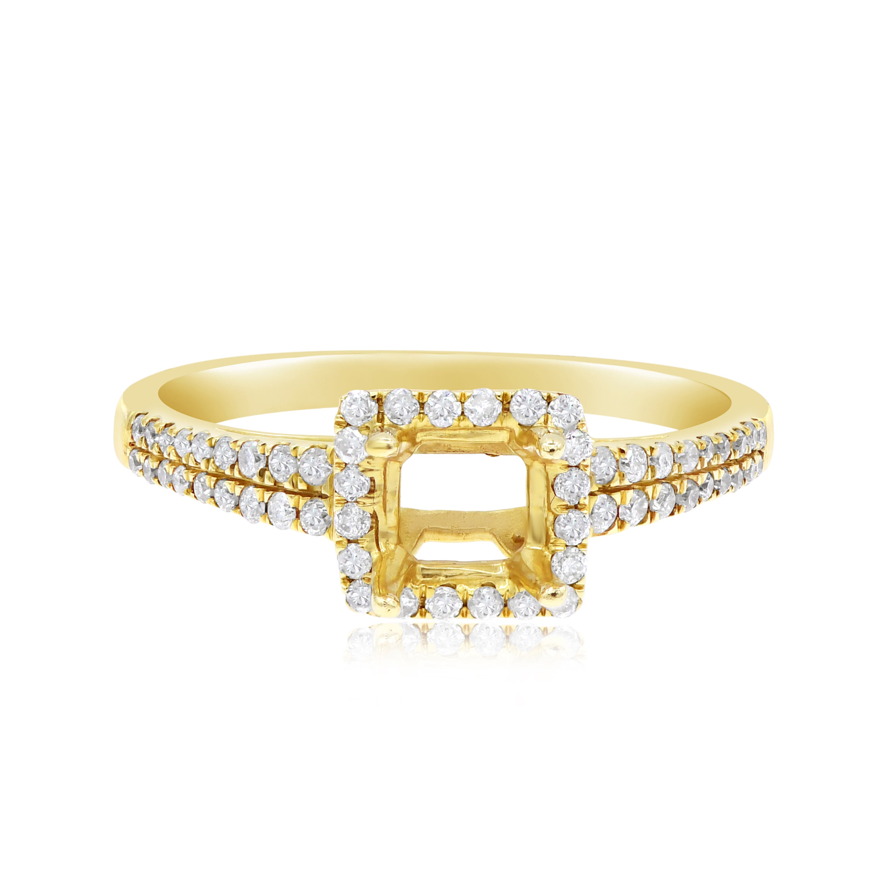0.32 ct. Diamond 14K Yellow Gold Halo Engagement Ring Mounting