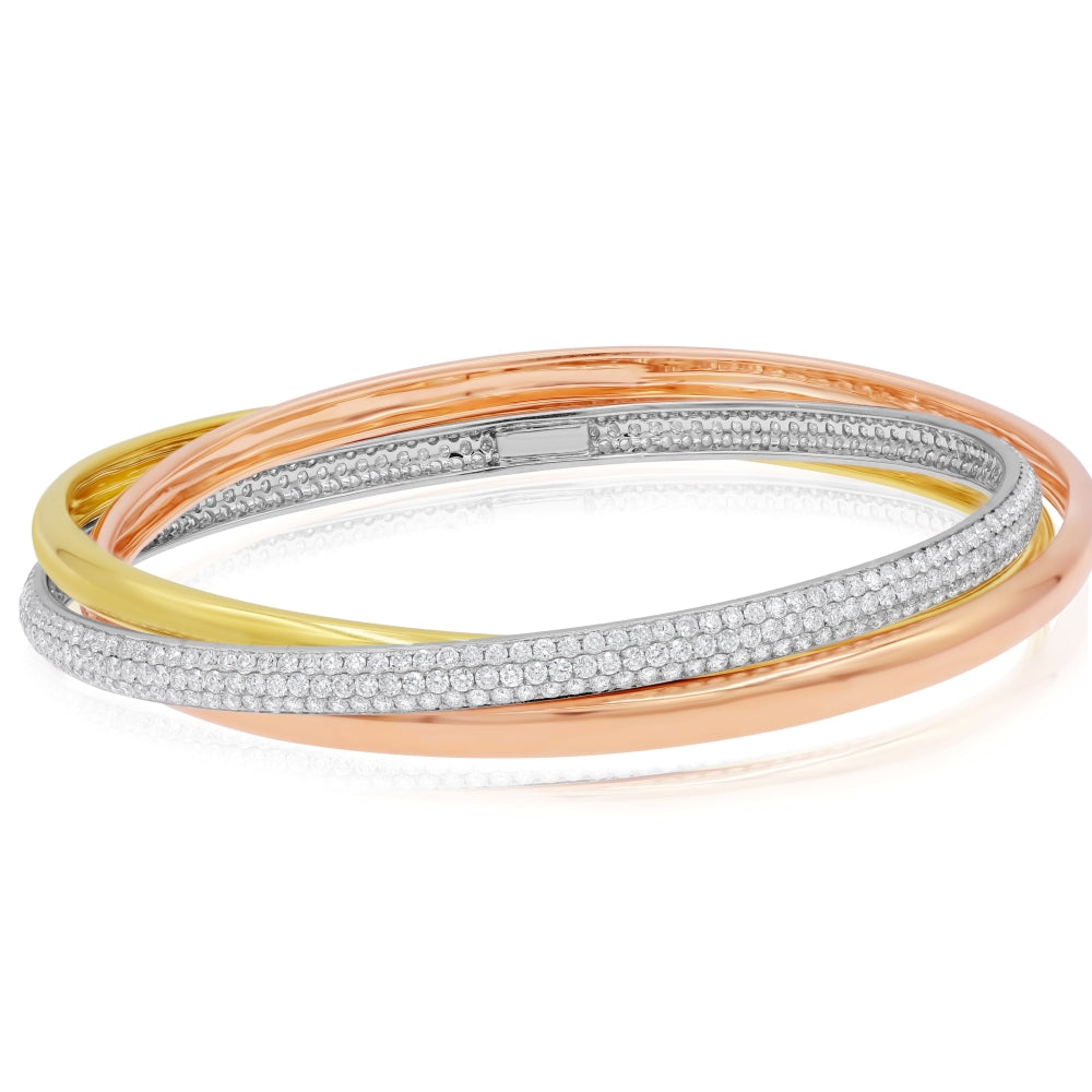 6.37 ct. Diamond 18K Three Tone Gold Diamond Bracelet