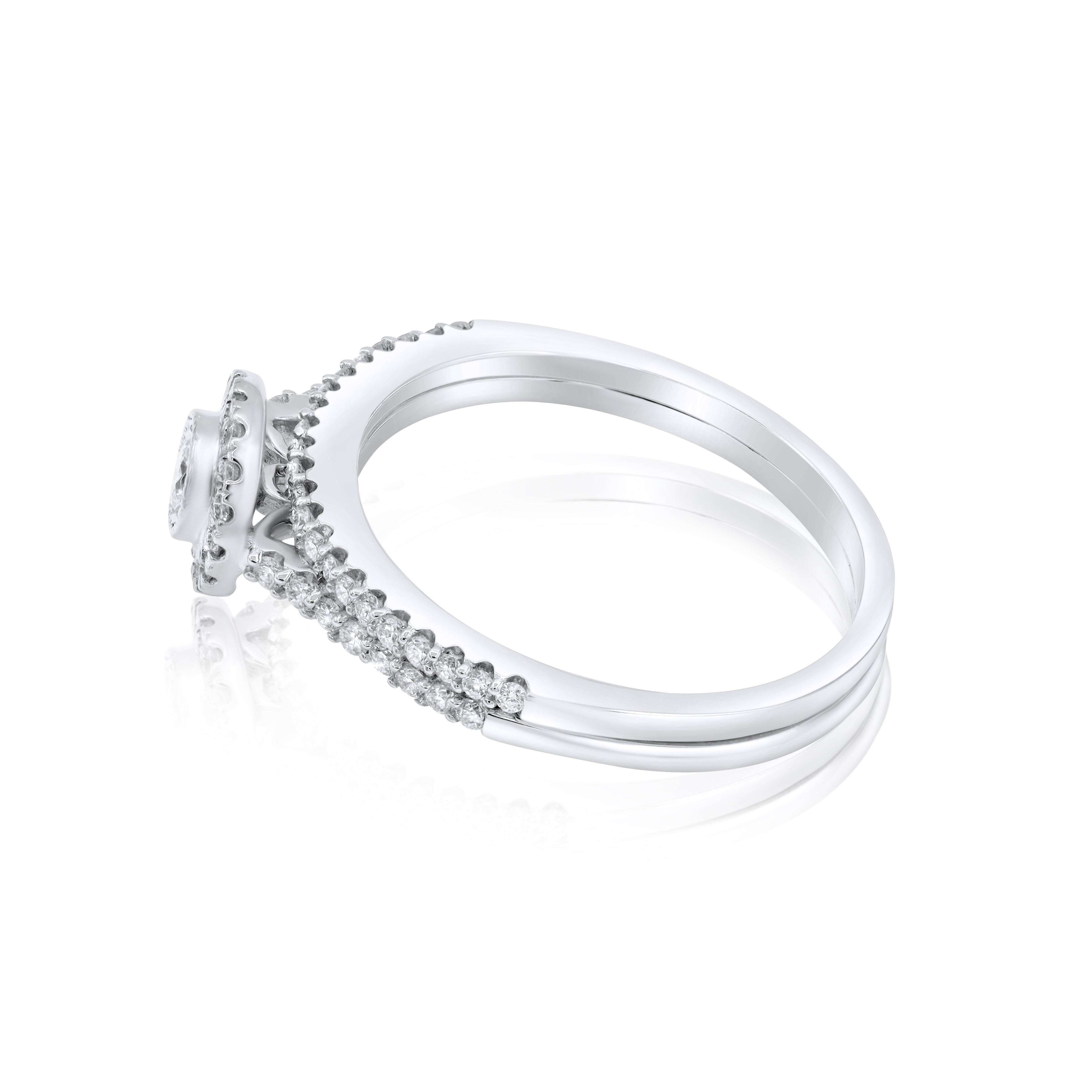 0.41 ct. Diamond 14K White Gold Enagement Ring Mounting With Matching Band