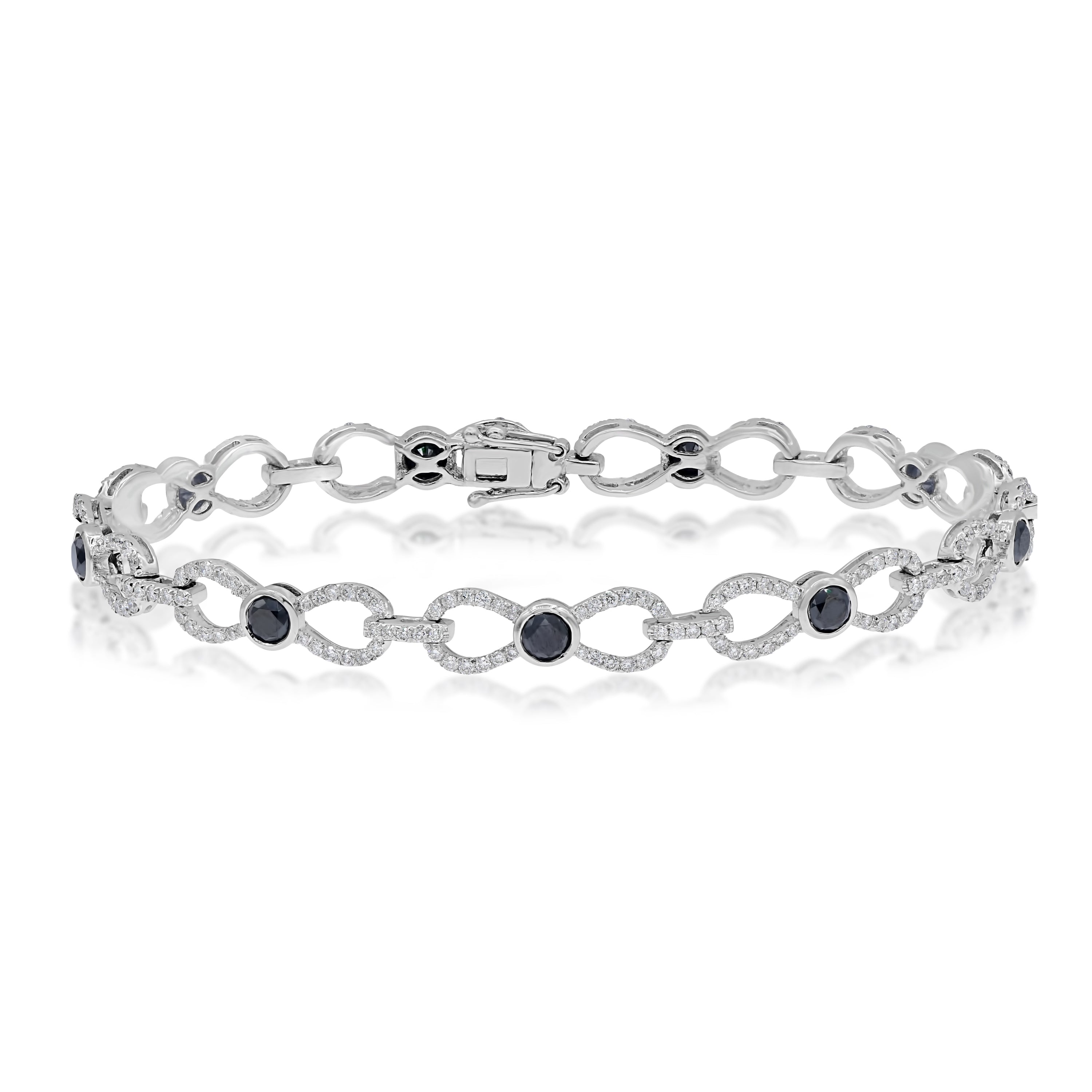 3.72 ct. Black & White Diamond 14K White Gold Bracelet