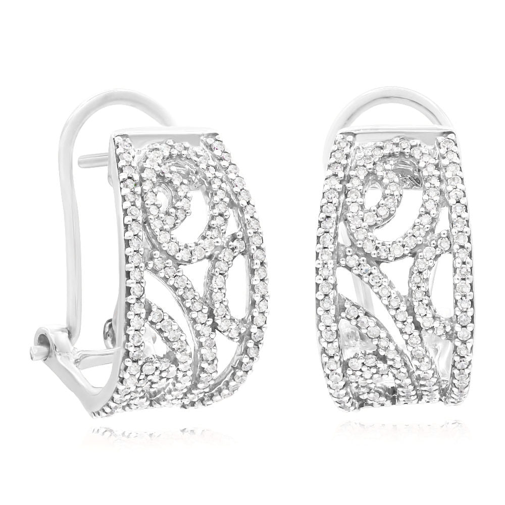 0.57 ct. Diamond 14K White Gold Huggies Earring