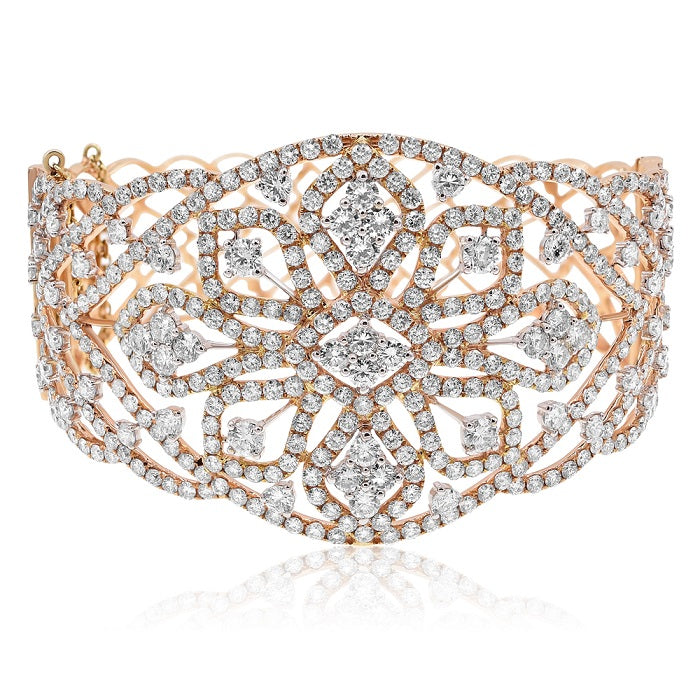 14.75 ct. Diamond 18K Rose Gold Cuff Bracelet