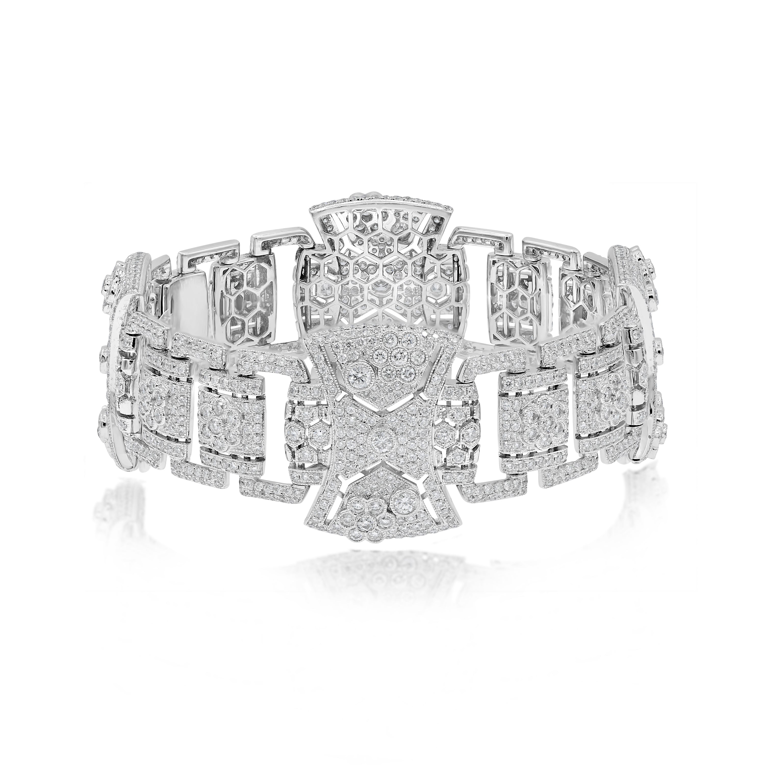 12.25 ct. Diamond 18K White Gold French Art Deco Captivating Bracelet