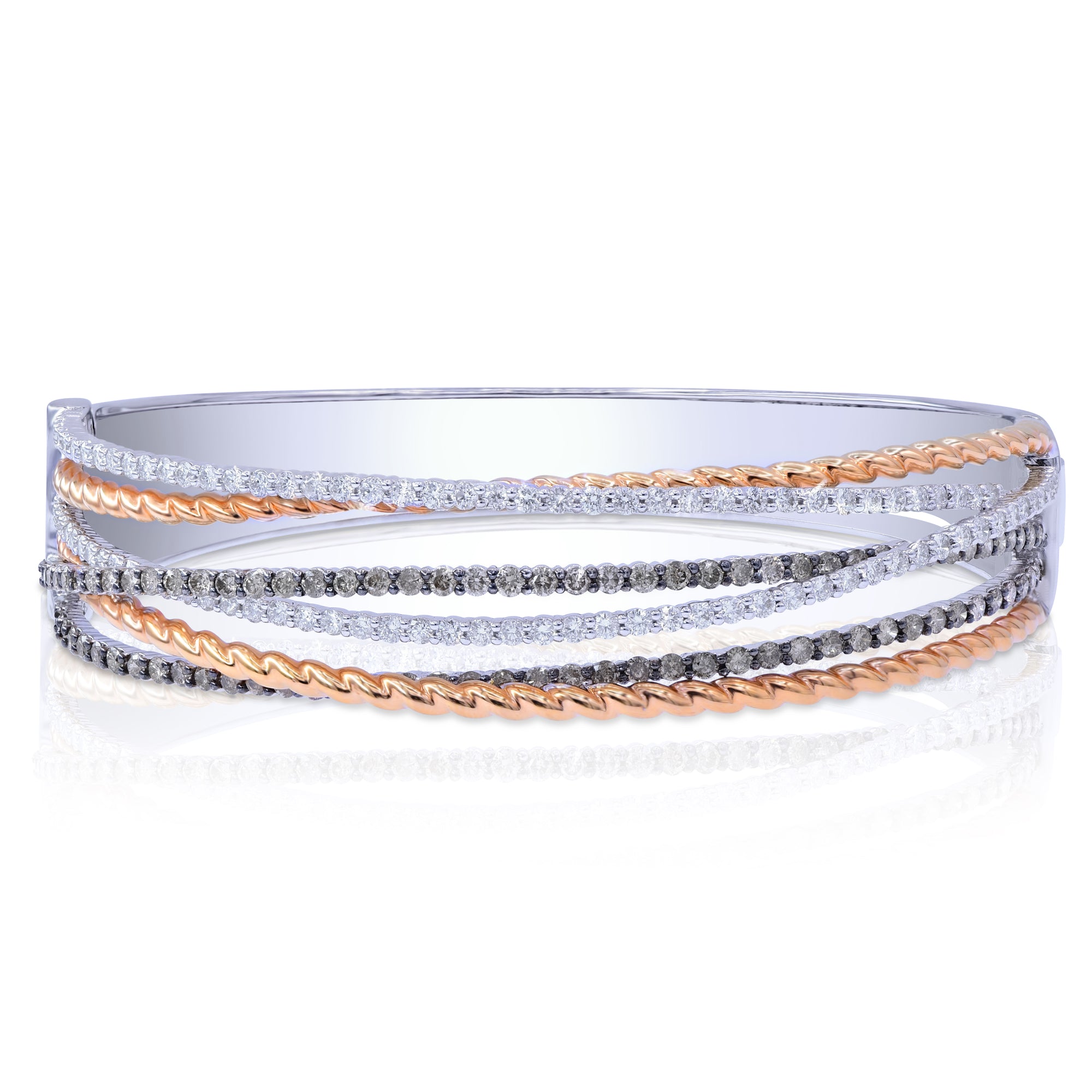 4.4 ct. Brown & White Diamond 18K Three Tone Gold Bracelet