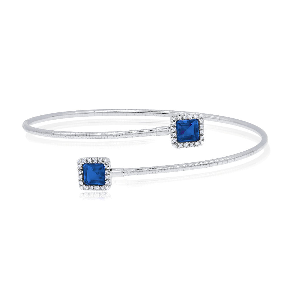 1.48 ct. Topaz & 0.12 ct. Diamond Pave Cuff Bypass Bracelet