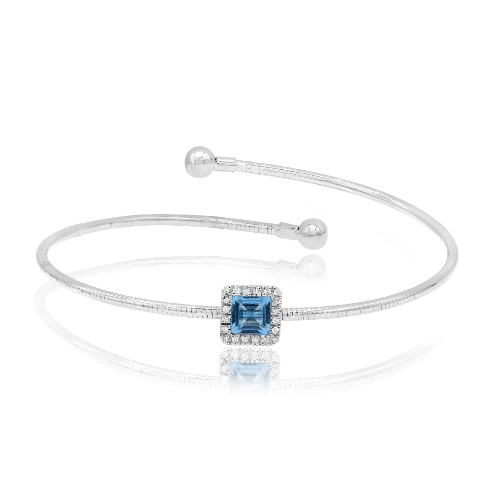 0.71 ct. Topaz & 0.06 ct. Diamond Pave Cuff Bypass Bracelet