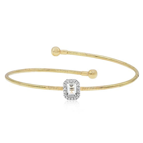 0.45 ct Green Amethyst & 0.06 ct. Diamond 14K Yellow & White Gold Square Cuff Bypass Bracelet