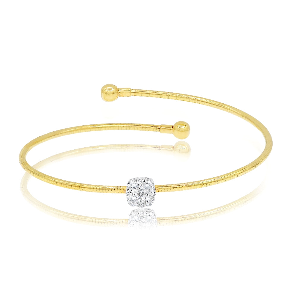 0.5 ct. Diamond Pave Square Cuff Bypass Halo Bangle Bracelet