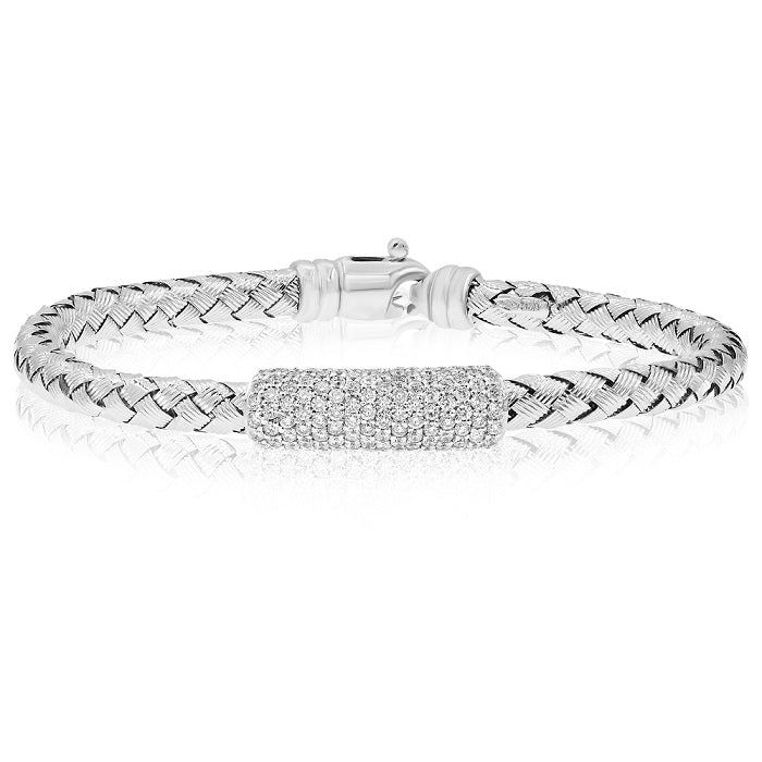 2.13 ct. Diamond 18K White Gold Classic Chain Diamond Pavé & Station Bracelet