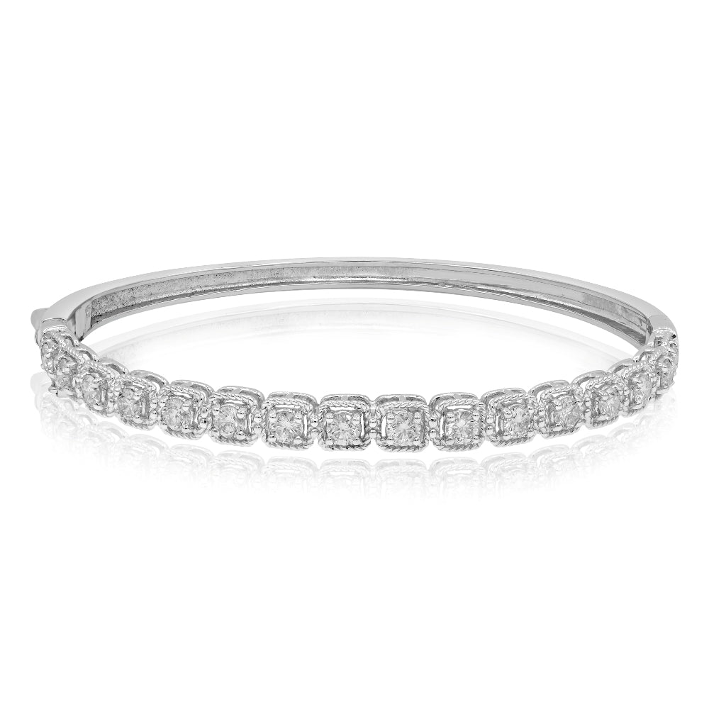 4.3 ct. Diamond 14K White Gold Gold Half Eternity Cluster Bagle Bracelet