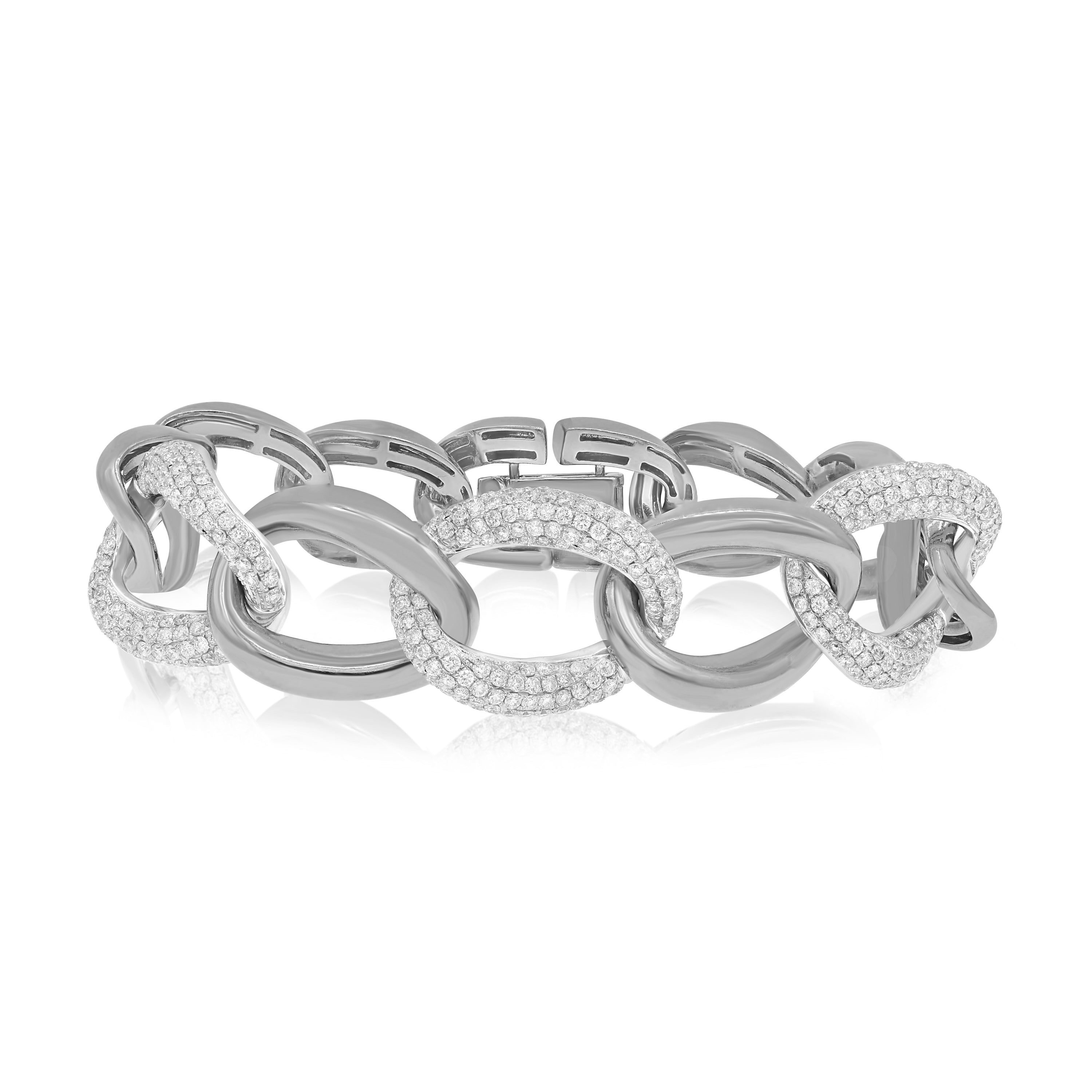 5.65 ct. Diamond 18K White Gold Chunky Cuban Link Bracelet