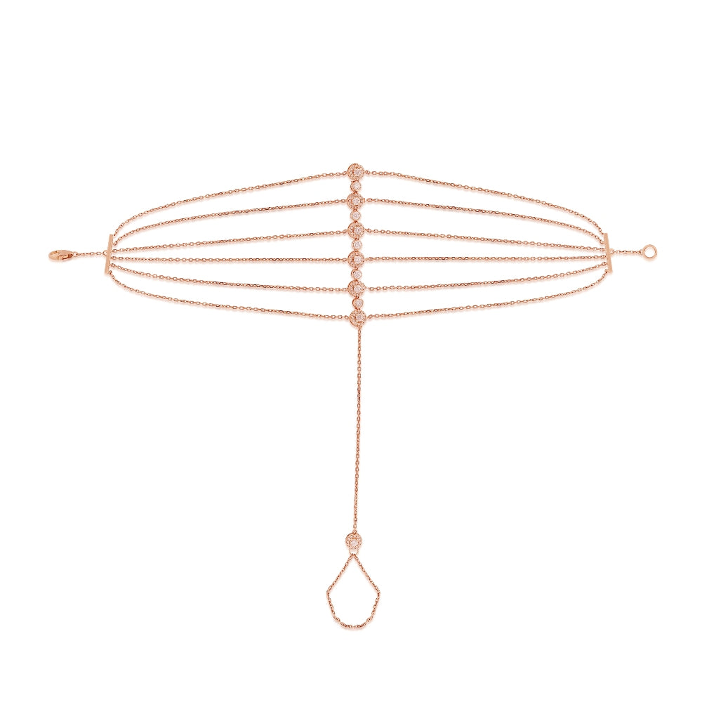 1.27 ct. Diamond 18K Rose Gold Five Chain Gypsy Twist Bar Dividers Bracelet