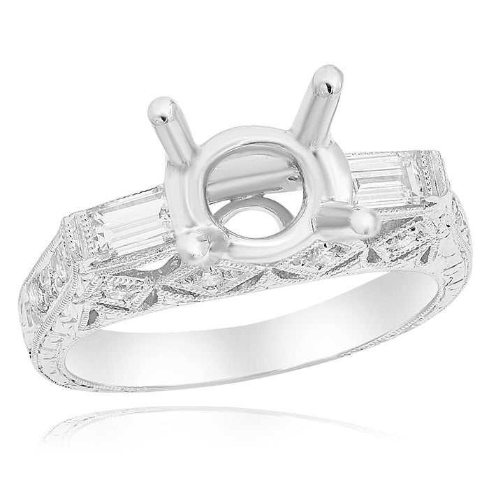 0.77 ct. Diamond 18K White Gold Semi Mount Engagement Ring