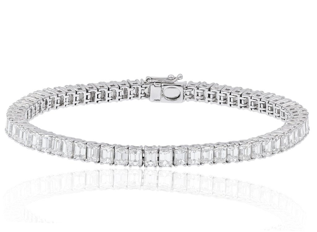 12.01 ct. Emerald Cut Diamond 18K White Gold Tennis Bracelet