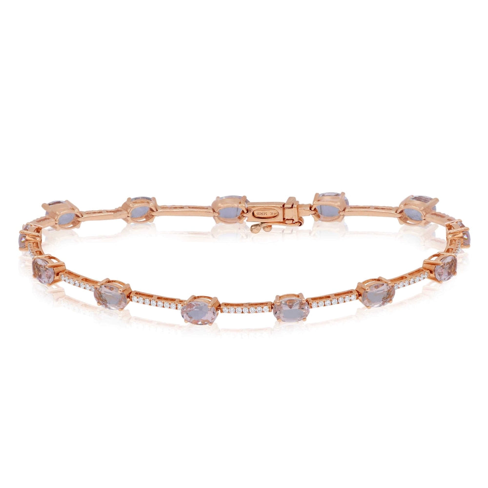 5.39 ct. Morganite & 0.47 ct. Diamond 14K Rose Gold Bracelet