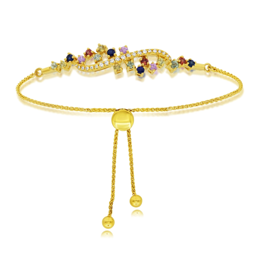 1.05 ct. Multi Color Diamond 14K Yellow Gold Colours Of Beauty Bolo Bracelet