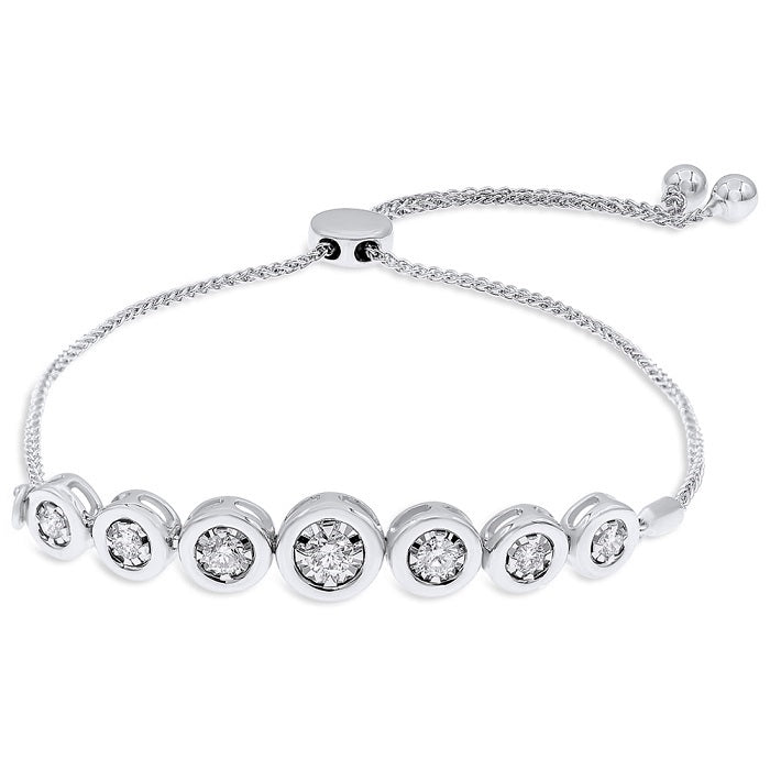 0.42 ct. Diamond 14K White Gold Graduated Bolo Bracelet