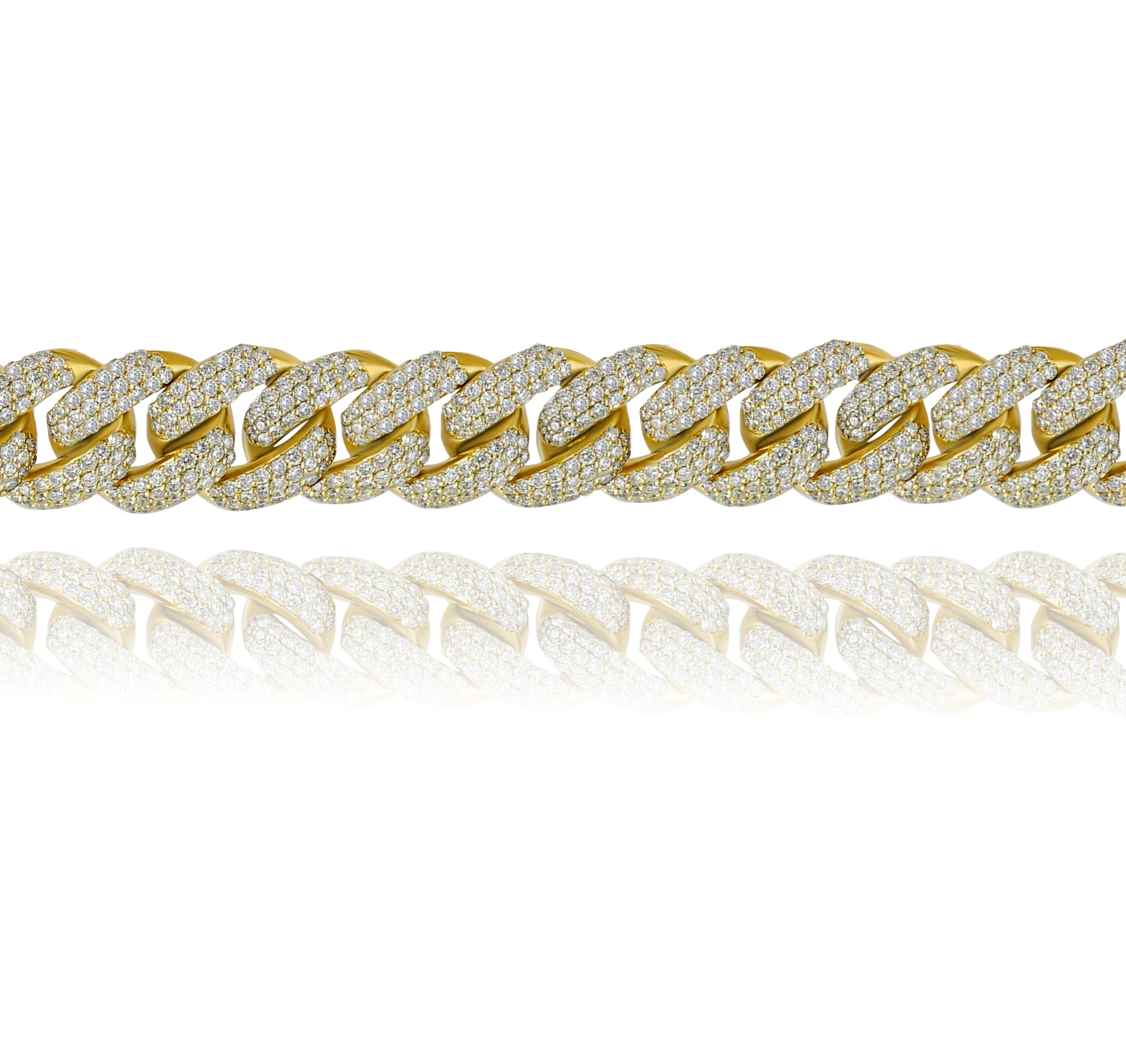 15.16 ct. Diamond 14K Yellow Gold Chunky Cuban Link Bracelet