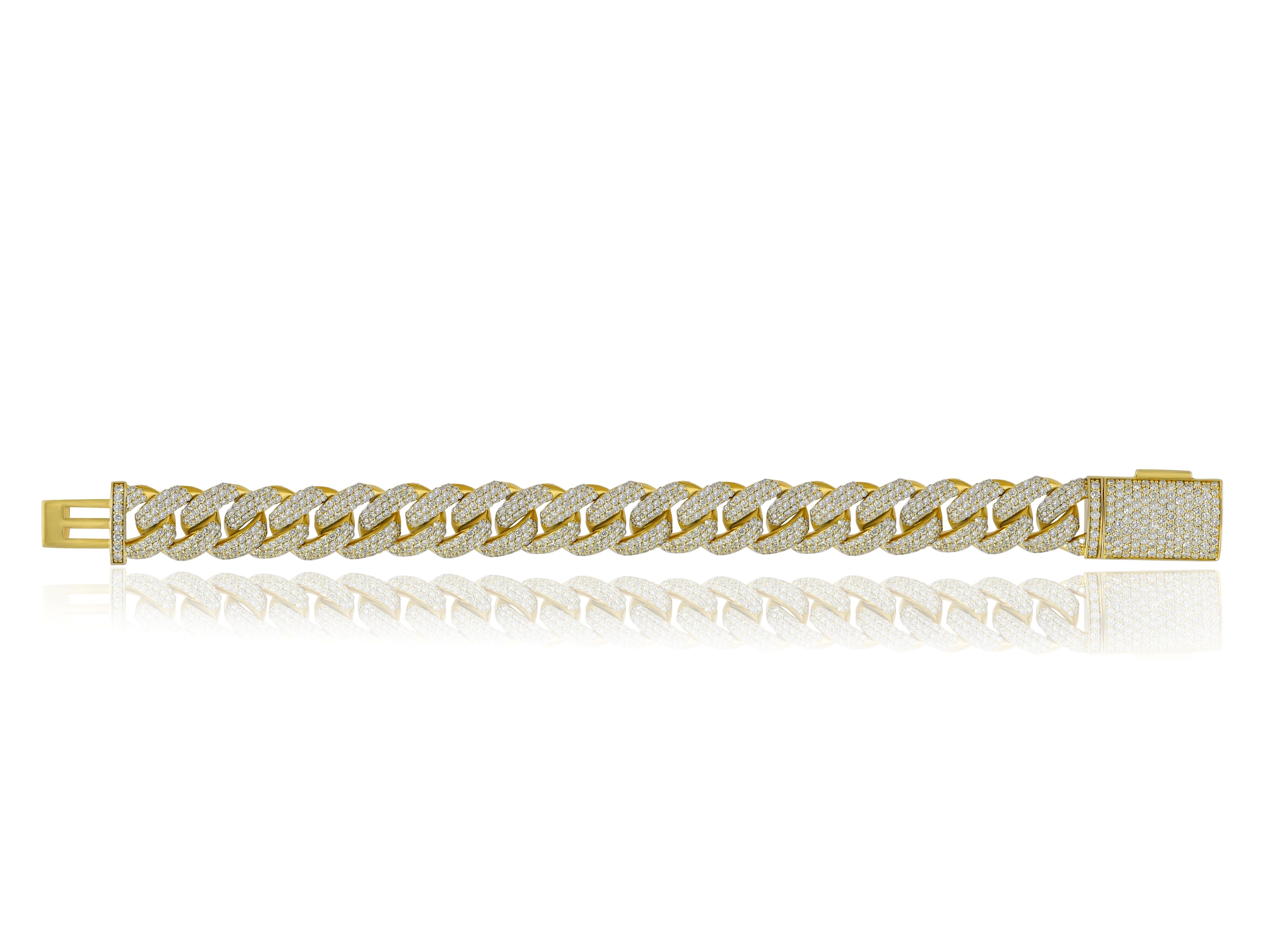 15.16 ct. Diamond 14K Yellow Gold Chunky Cuban Link Bracelet